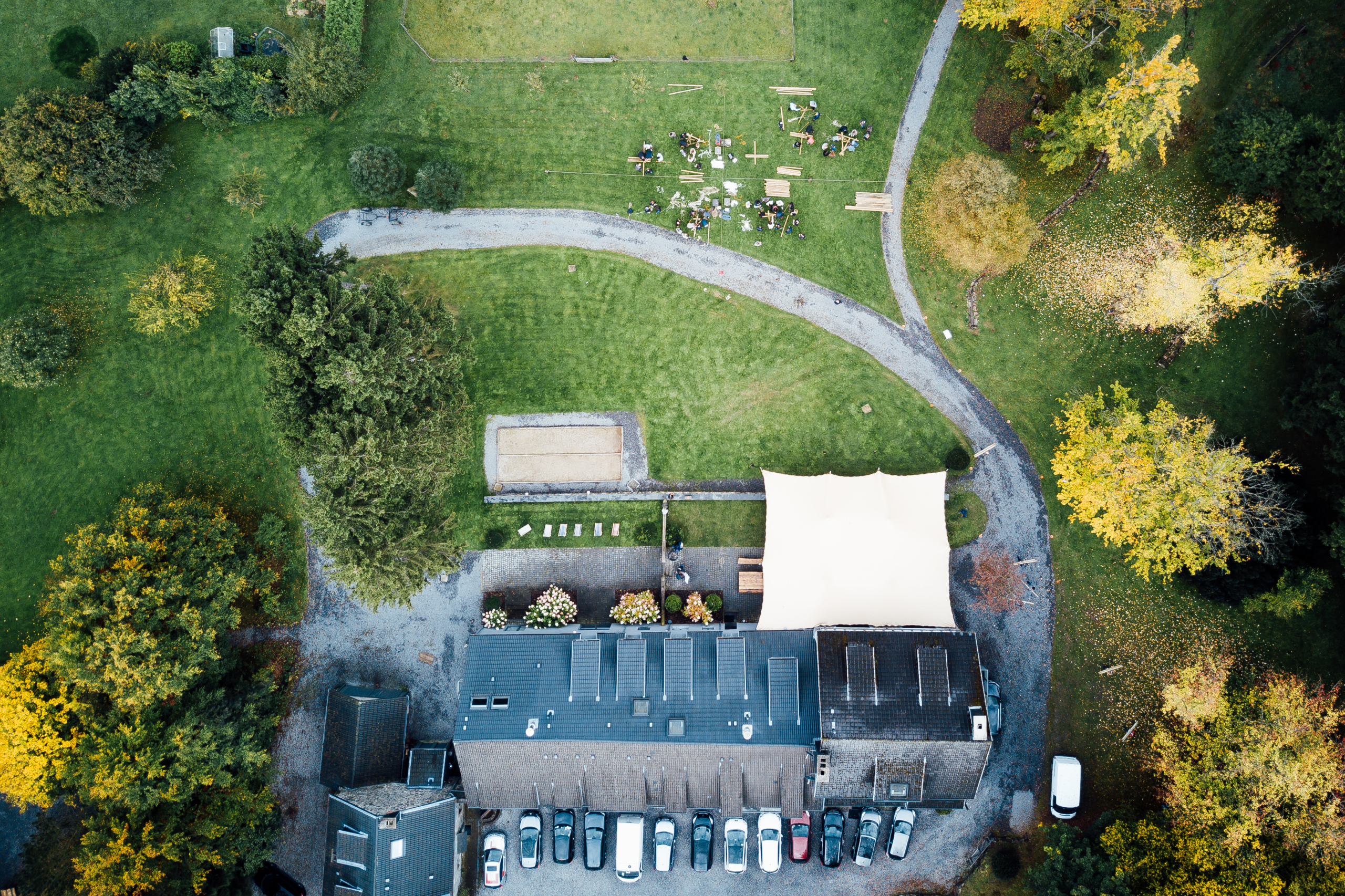vue aérienne du gîte Ardennes Tero Lodge Jalhay
